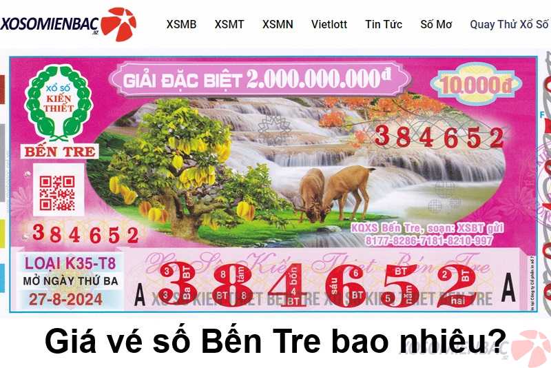 Giá vé số Bến Tre bao nhiêu?